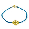 Gold Plated Sterling Silver and Cord Bracelet - Blue