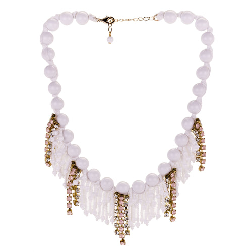 Sicilian Beaded and Pink Crystal Necklace by A'BIDDIKKIA