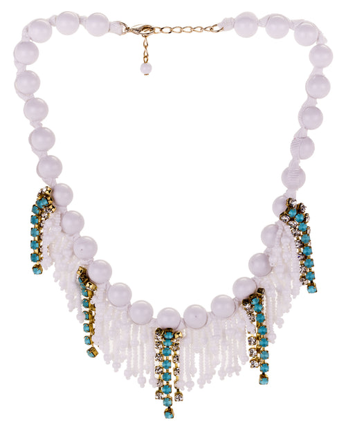 Sicilian Beaded and Blue Crystal Necklace by A'BIDDIKKIA