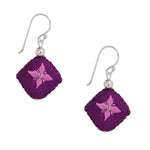 Embroidered Silk Earrings - Burgundy Pink