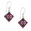 Embroidered Silk Earrings - Rose and Black
