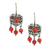 Mini Sterling Silver Frida Kahlo Filigree Earrings with Coral Beads