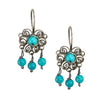 Mini Sterling Silver Frida Kahlo Filigree Earrings with Turquoise Beads