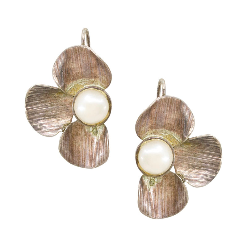 "Violeta" Silver and Pearl Drop Pendant Earrings