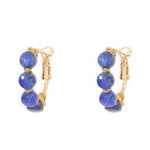 Small Beaded Lapis Lazuli Hoop Earrings by Satellite Paris