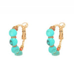Small Beaded Turquoise Hoop Earrings by Satellite Paris