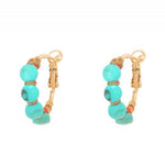Small Beaded Turquoise Hoop Earrings by Satellite Paris