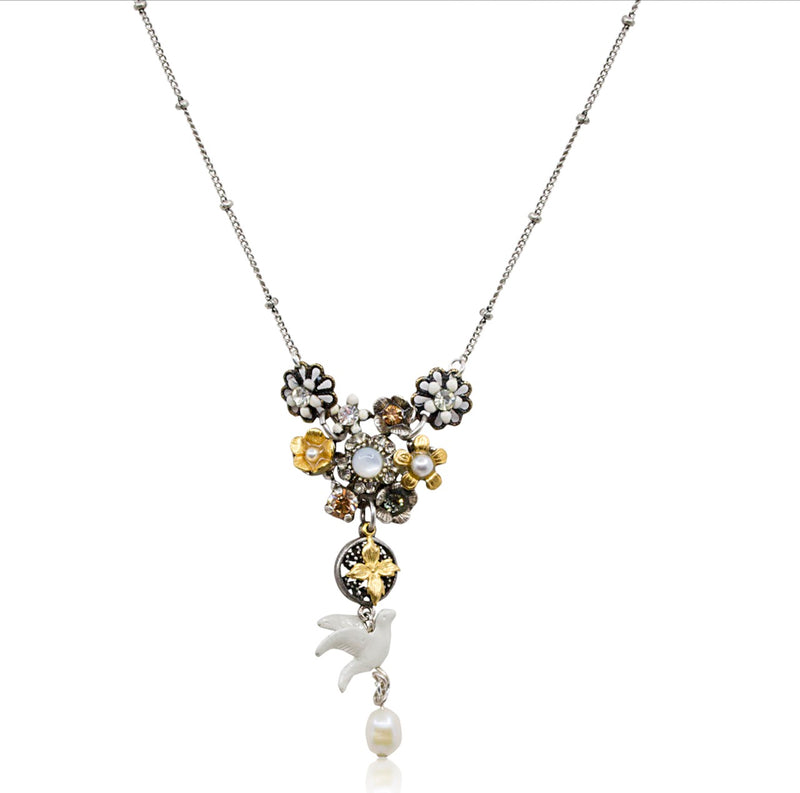 Sparrow Flower Pendant Necklace by Eric et Lydie