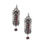 Sterling Silver "Gusano" Filigree Earrings with Garnet Stones