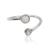 Sterling Silver Moonstone and Zirconia Ring from France- Size 7, Adjustable