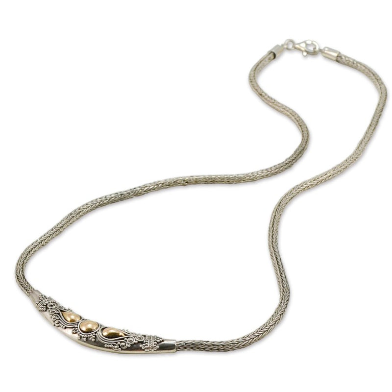 Balinese Sterling Silver and 18K Gold Necklace