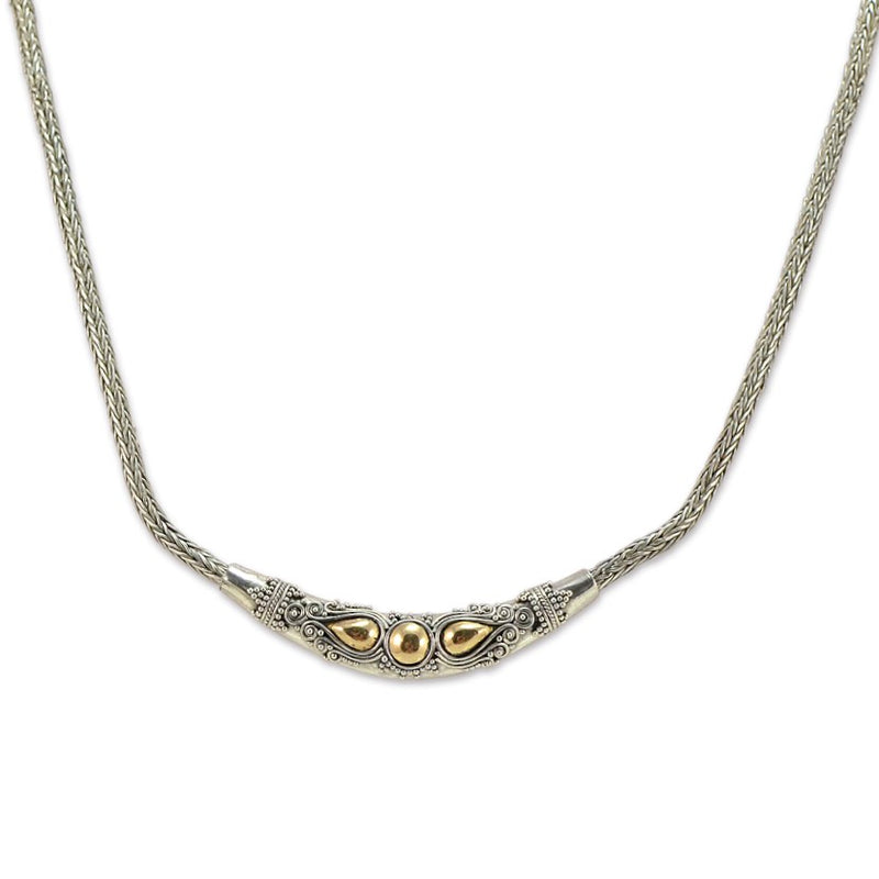 Balinese Sterling Silver and 18K Gold Necklace