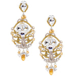 Delicate Silver and Gold Crystal Chandelier Earrings by DUBLOS