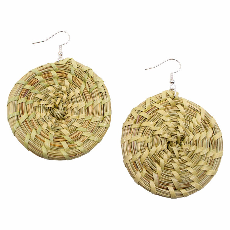 Gullah-Geechee Round Woven Sweetgrass Earrings