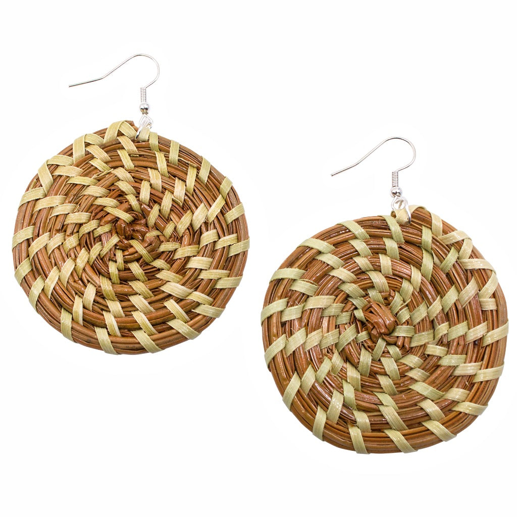 Gullah-Geechee Woven Round Pine Needle Earrings – JJ Caprices