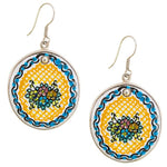 Hand Painted Talavera and Sterling Silver Earrings