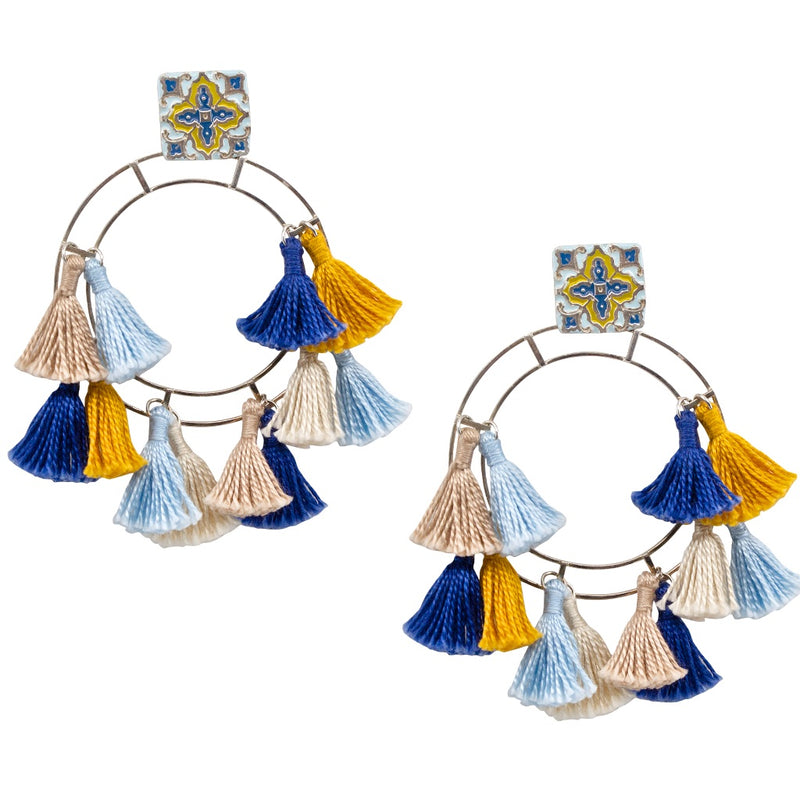 Marrakech Inspired Silver and Tassel Earrings