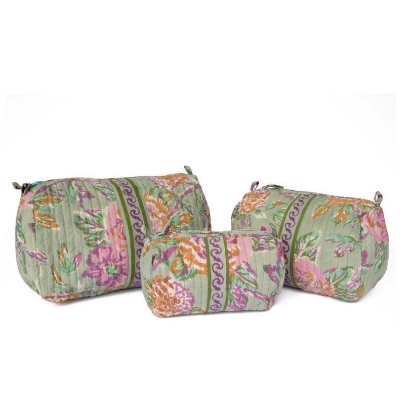 Hand Block Printed Toiletries Bag - MEDIUM in Vintage Rose