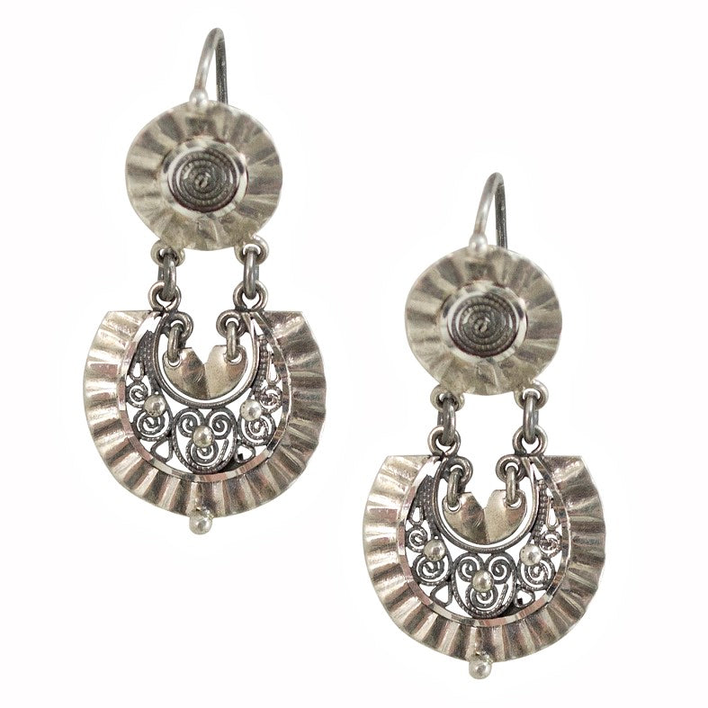 Traditional Silver Filigree Earrings from Oaxaca