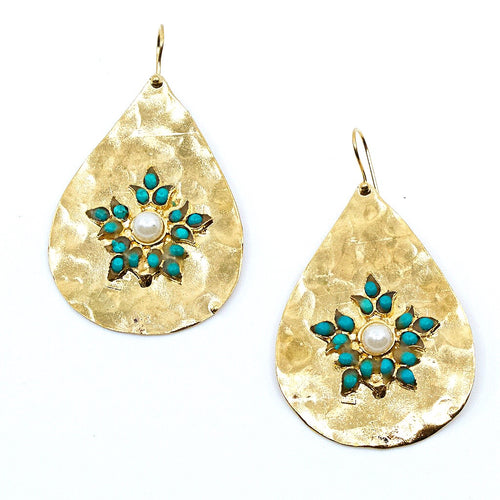 Ottoman Inspired Turquoise and Pearl Earrings