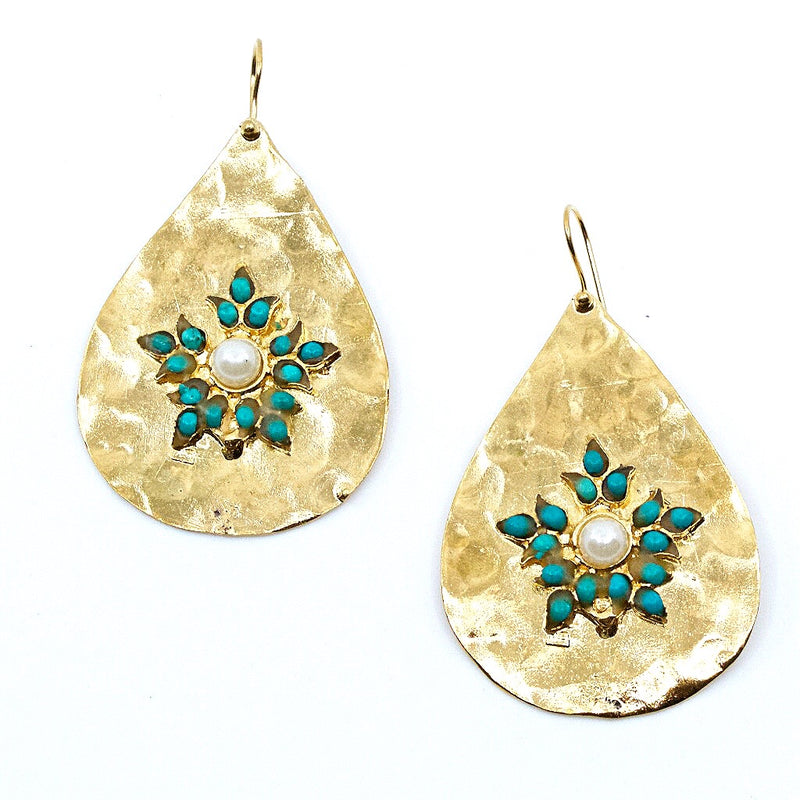 Ottoman Inspired Turquoise and Pearl Earrings