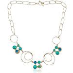 Turquoise, Crystal and Silver Necklace from Taxco, Mexico