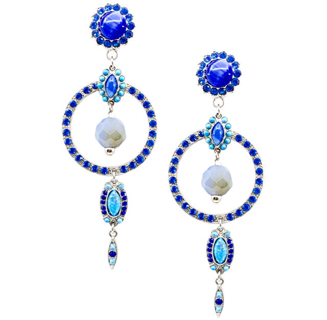 Turquoise and Lapis Magnificent Statement Earrings by AMARO