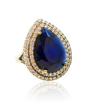 Ottoman-Inspired Sapphire Crystal Statement Ring - Size 7.5