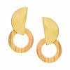 Sayari Hand Carved Wood and Brass Post Earrings