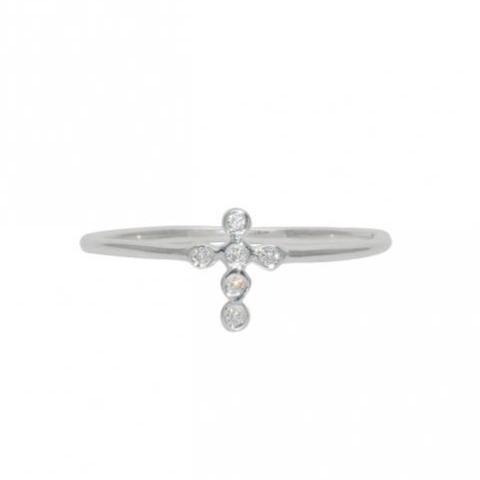 Sterling Silver Cubic Zirconia Cross Ring- Size 7