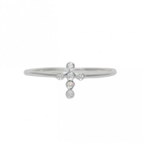 Sterling Silver Cubic Zirconia Cross Ring- Size 7