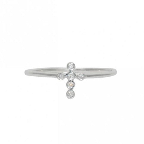 Sterling Silver Cubic Zirconia Cross Ring- Size 6.5