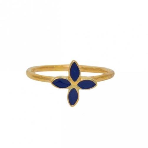 Gold Plated Navy Flowering Ring- Size 7