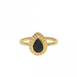 Chic Black Onyx Gold Plated Ring- Size 7