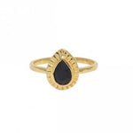 Chic Black Onyx Gold Plated Ring- Size 7