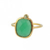 "Green Onyx" Gold Plated Statement Ring- Size 5