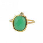 "Green Onyx" Gold Plated Statement Ring- Size 5