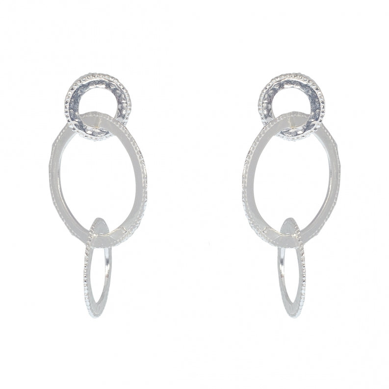 Chic Sterling Silver Hammered Ring Earrings