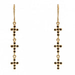 Royal Noir Zirconia Gold Cross Chain Earrings