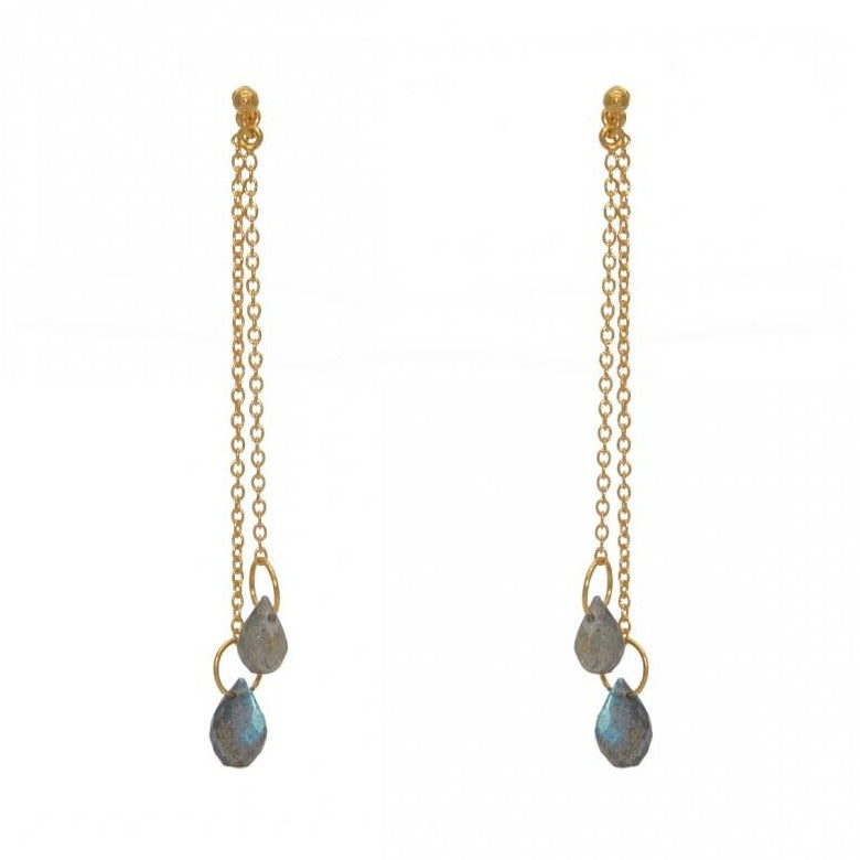 Teardrop Labradorite Gold Plated Earrings