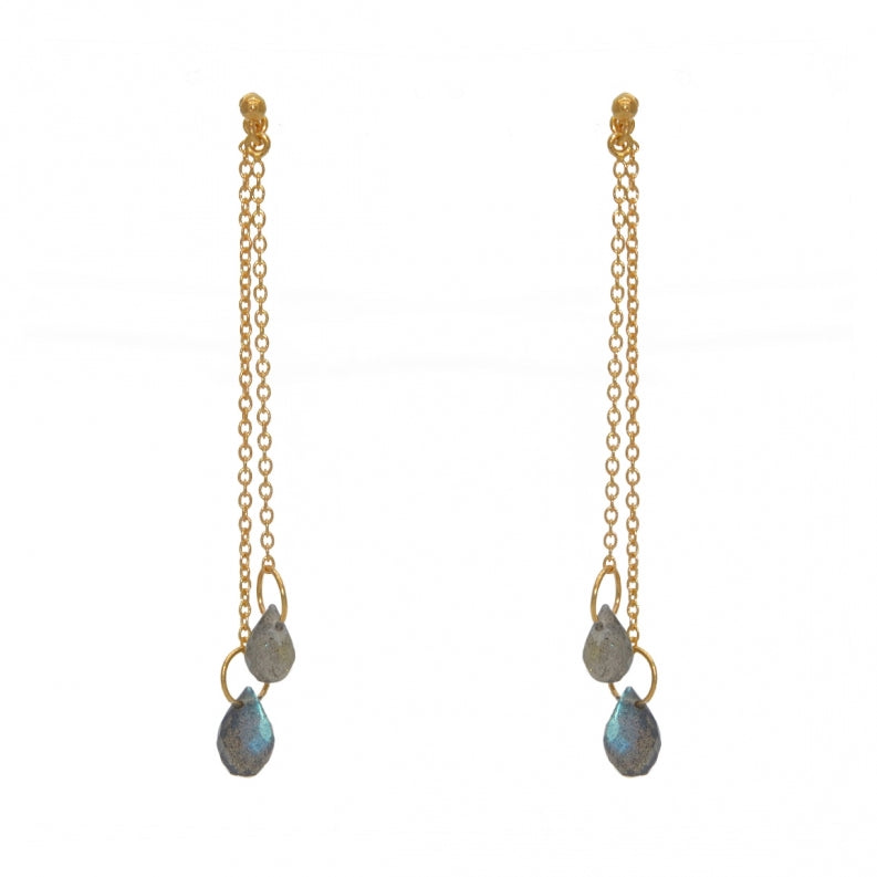 Teardrop Labradorite Gold Plated Earrings