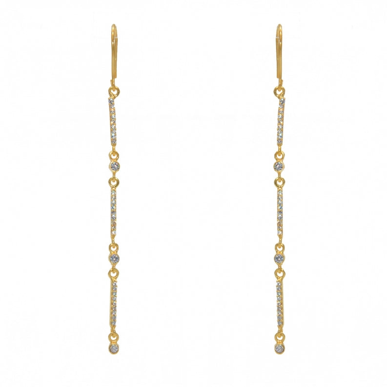 Elegant Gold Plated Zirconia Chain Earrings