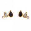 Gold Plated Labradorite and Onyx Earrings