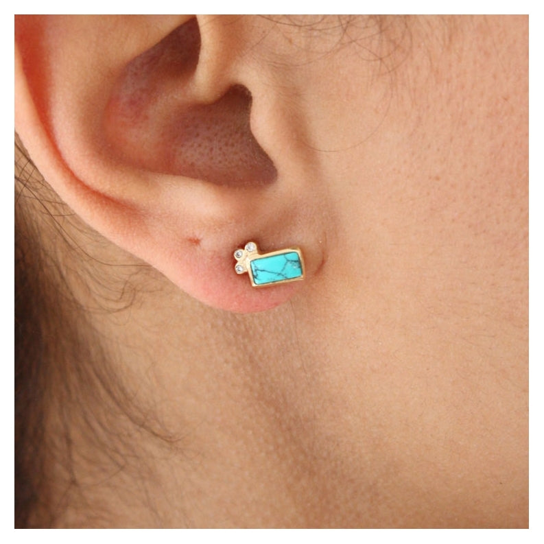 Exquisite Turquoise Gold Plated Post Earrings