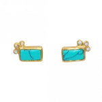 Exquisite Turquoise Gold Plated Post Earrings