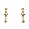 Gold Plated White Zirconia Cross Earrings