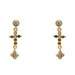 Gold Plated White Zirconia Cross Earrings