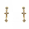 Gold Plated White Zirconia Cross Earrings
