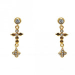 Gold Plated White Zirconia Cross Earrings