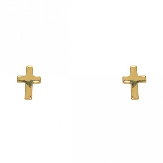 Mini Gold Plated Cross Post Earrings